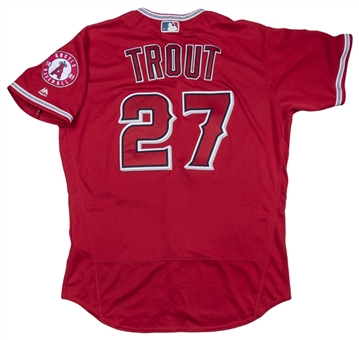 2018 Mike Trout Game Used Los Angeles Angels Red Alternate Jersey Photo Matched To 5 Games - 2 Home Runs! (MLB Authenticated, Anderson Authentics & Sports Investors Authentication)